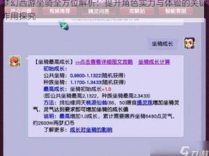 梦幻西游坐骑全方位解析：提升角色实力与体验的关键作用探究