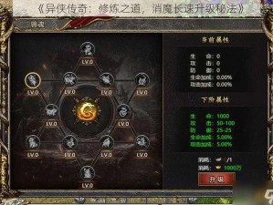 《异侠传奇：修炼之道，消魔长速升级秘法》