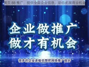 黄页 88 推广，提供全面企业信息，助你拓展商业机会