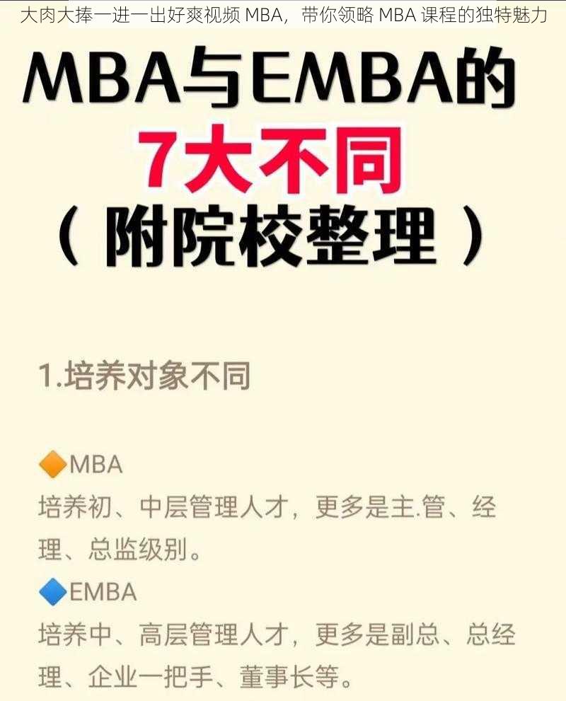 大肉大捧一进一出好爽视频 MBA，带你领略 MBA 课程的独特魅力