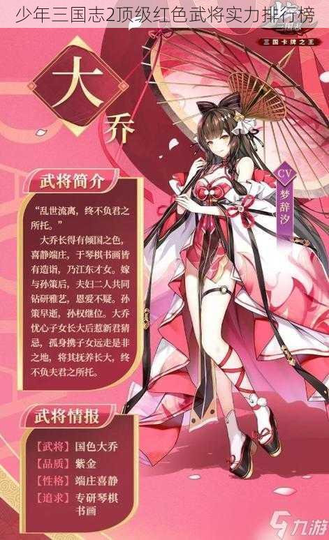 少年三国志2顶级红色武将实力排行榜