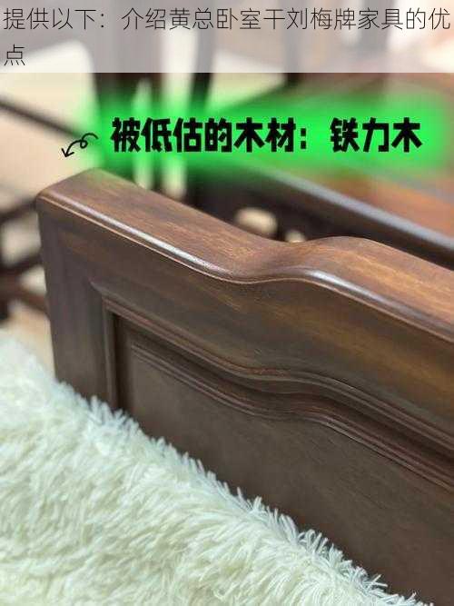 提供以下：介绍黄总卧室干刘梅牌家具的优点