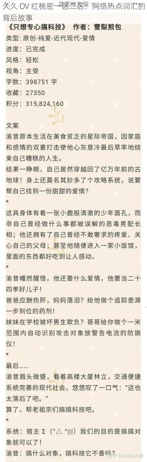 久久 OV 红桃密一区二区：网络热点词汇的背后故事